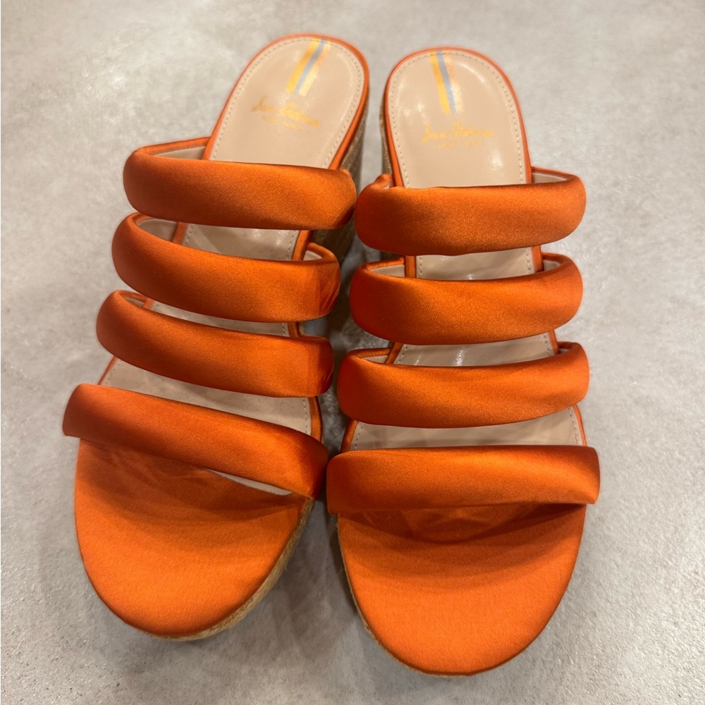Sam Edelman Orange Satin Strappy wedge Sandals